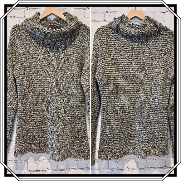 The Limited  Chunky Cowell Neck Gray and Black Long Sleeve Sweater Size … - Picture 10 of 10
